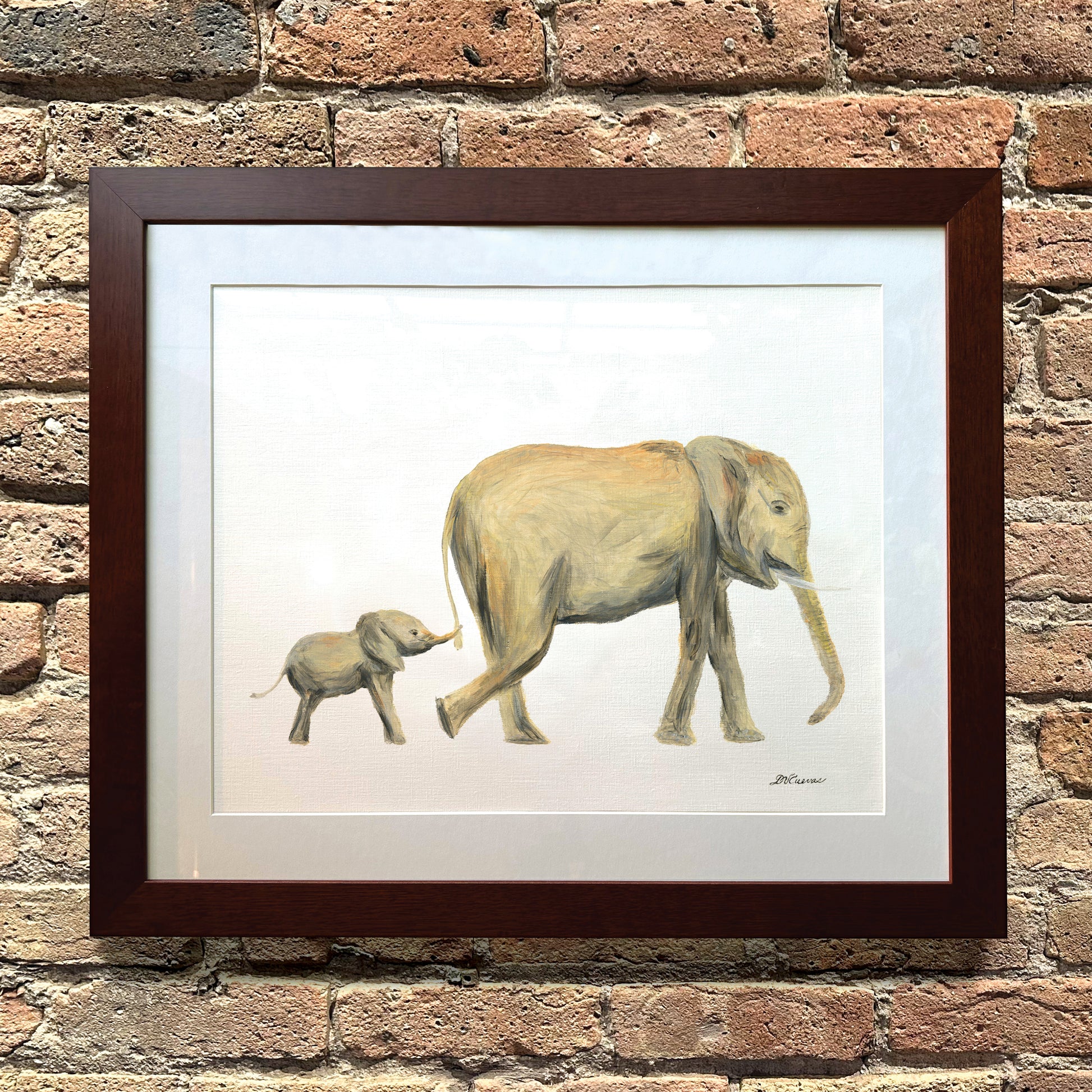 Mother & Baby Elephant, Original - Printed Canvas
