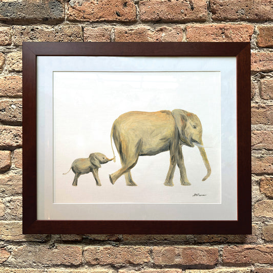 Mother & Baby Elephant, Original - Printed Canvas