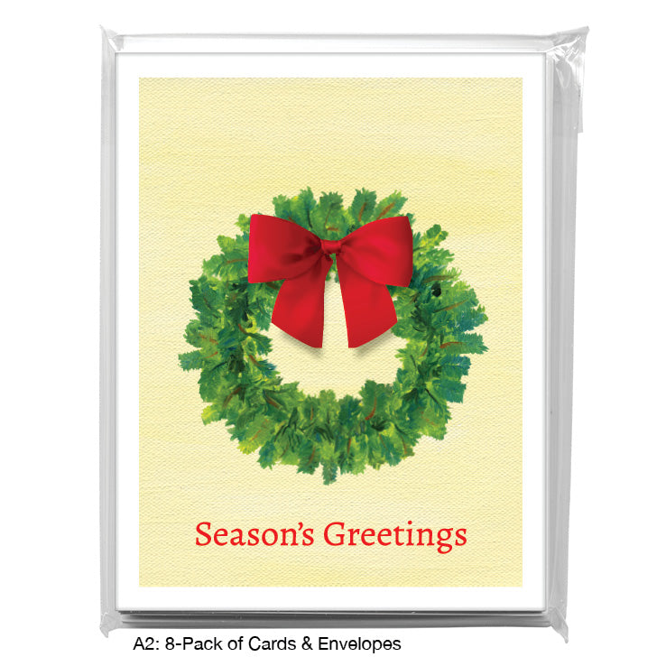 Green Wreath, Greeting Card (7914J), A2 8-Pack, printedcanvas.com