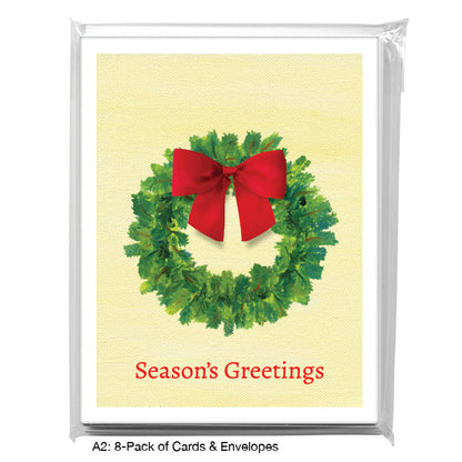 Green Wreath, Greeting Card (7914J), A2 8-Pack, printedcanvas.com