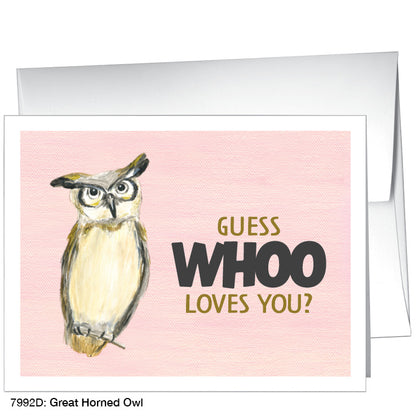 Great Horned Owl, Greeting Card (7992D), A2 Card Front, www.printedcanvas.com