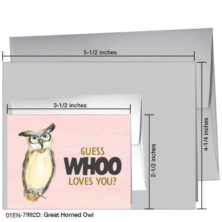 Great Horned Owl, Greeting Card (7992D), Enclosure Card, www.printedcanvas.com