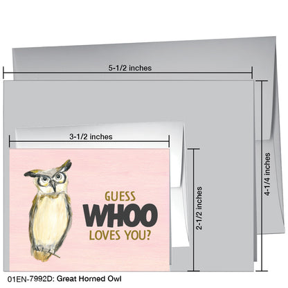 Great Horned Owl, Greeting Card (7992D), Enclosure Card, www.printedcanvas.com