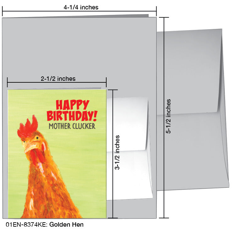 Golden Hen, Greeting Card (8374KE), Enclosure, printedcanvas.com