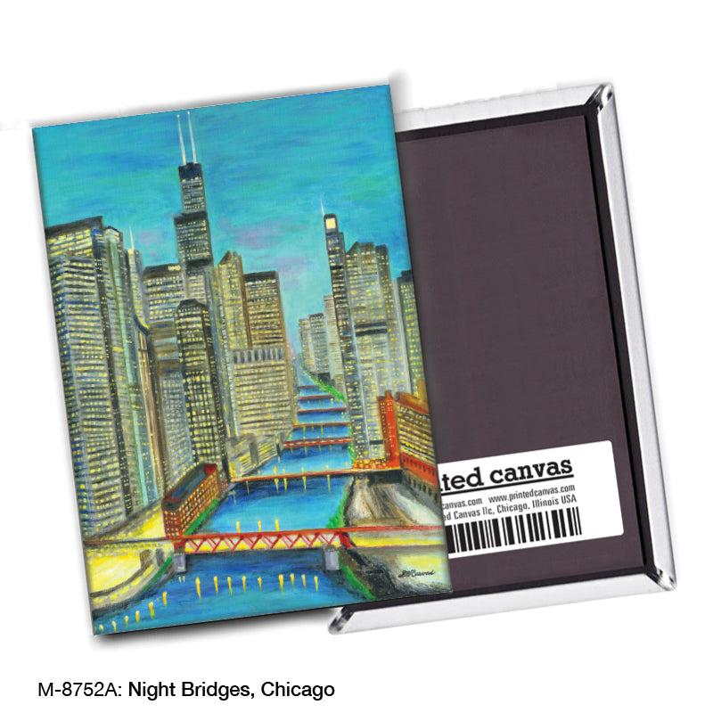 Night Bridges, Chicago, Magnet (M-8752A), blank, printedcanvas.com