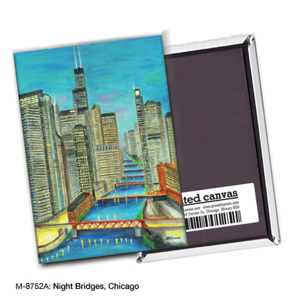 Night Bridges, Chicago, Magnet (M-8752A), blank, printedcanvas.com