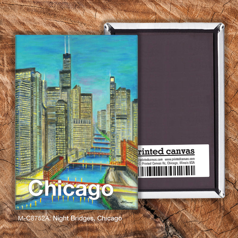 Night Bridges, Chicago, Magnet (M-8752A), front, printedcanvas.com