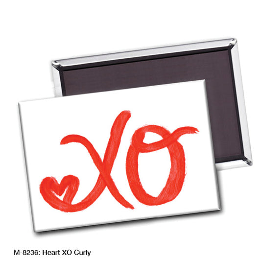 Heart XO Curly, Magnet (M-8236), Front, printedcanvas.com