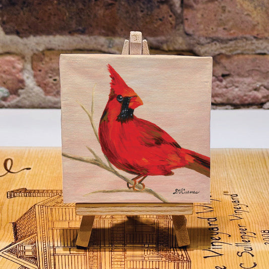 Male Cardinal, Mini Artwork (MA-7866G) - Printed Canvas
