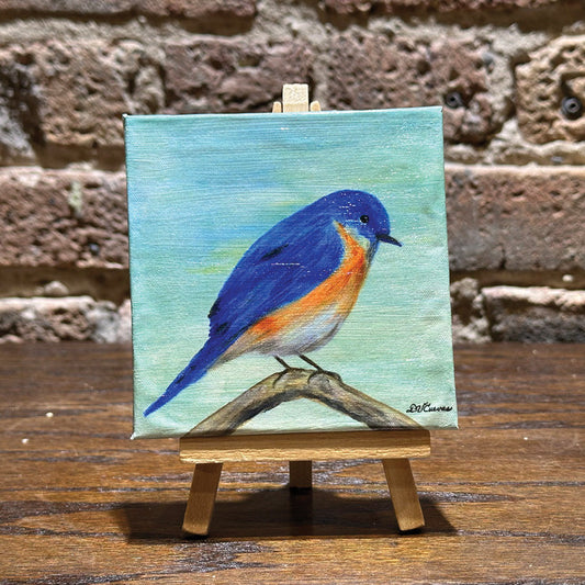 Blue Feathered, Mini Artwork (MA-8314) - Printed Canvas