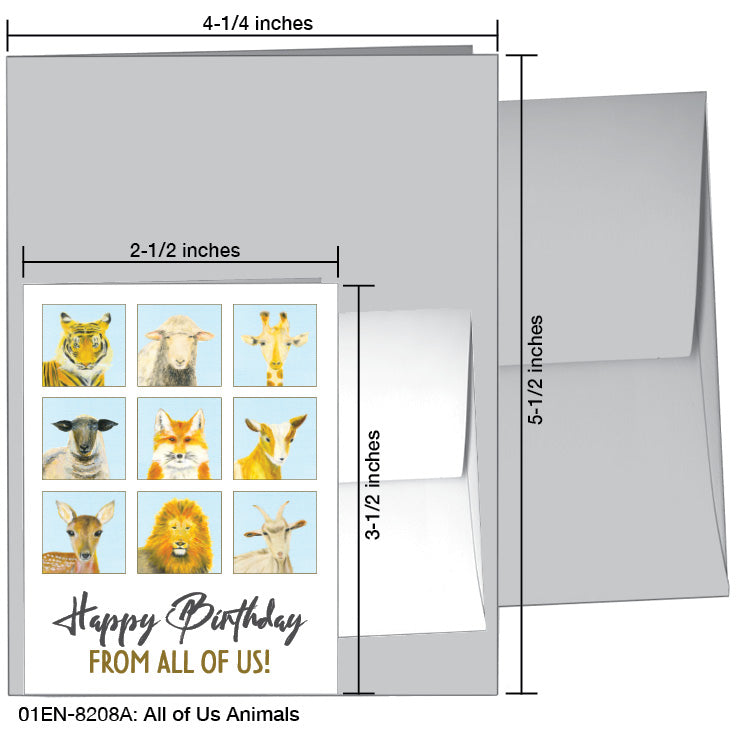 All of Us Animals, Greeting Card (8208A), Enclosure Card, www.printedcanvas.com