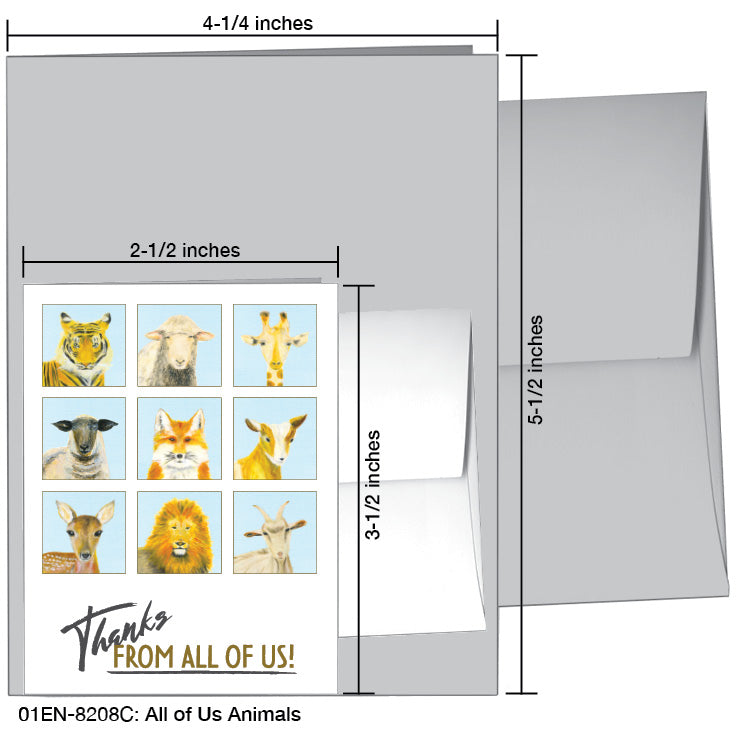 All of Us Animals, Greeting Card (8208C), Enclosure Card, www.printedcanvas.com