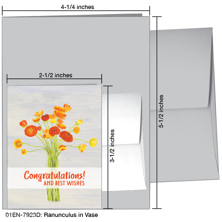 Ranunculus In Vase, Greeting Card (7923D), Enclosure, printedcanvas.com