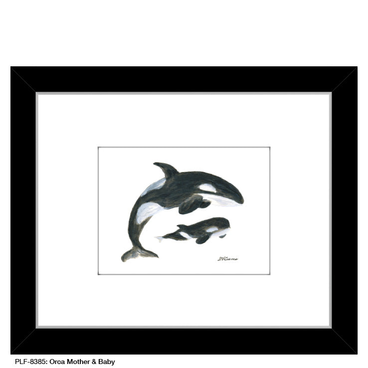 Orca Mother & Baby, Print (#8385B), Print Matted, www.printedcanvas.com