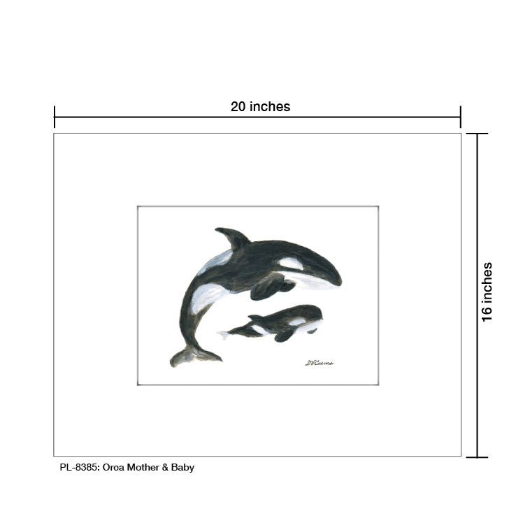 Orca Mother & Baby, Print (#8385B), Printe Matted, www.printedcanvas.com