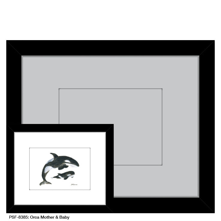Orca Mother & Baby, Print (#8385B), Print Matted, www.printedcanvas.com