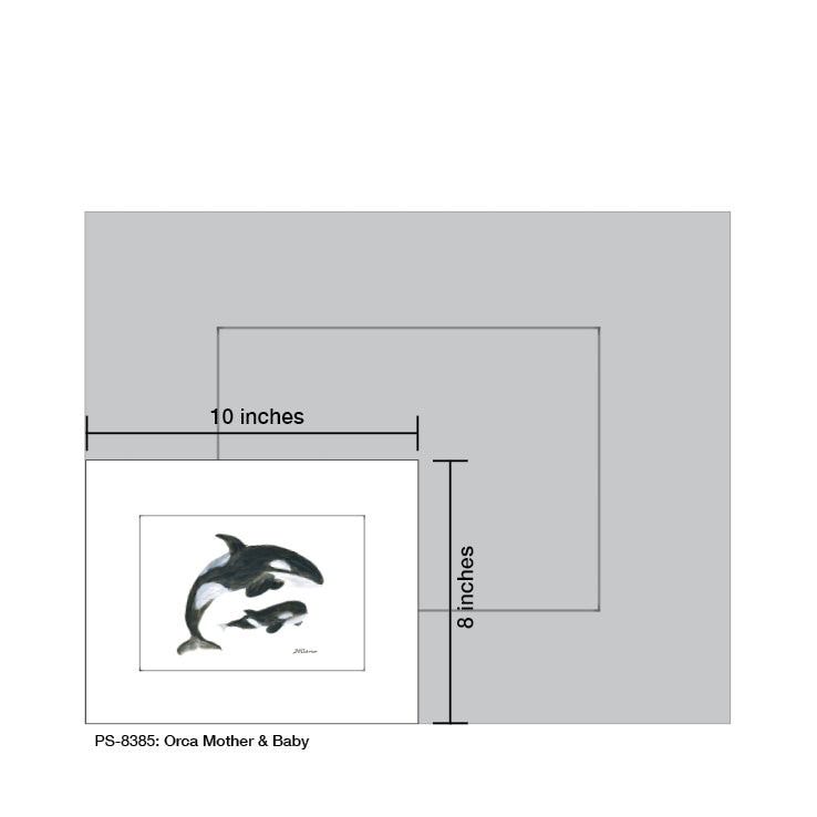 Orca Mother & Baby, Print (#8385B), Print Matted, www.printedcanvas.com