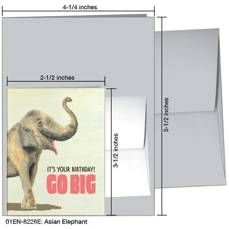 Asian Elephant, Greeting Card (8226E), Enclosure Card, www.printedcanvas.com