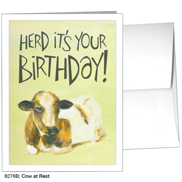 Cow at Rest, Greeting Card (8276B), A2 Card Front, www.printedcanvas.com