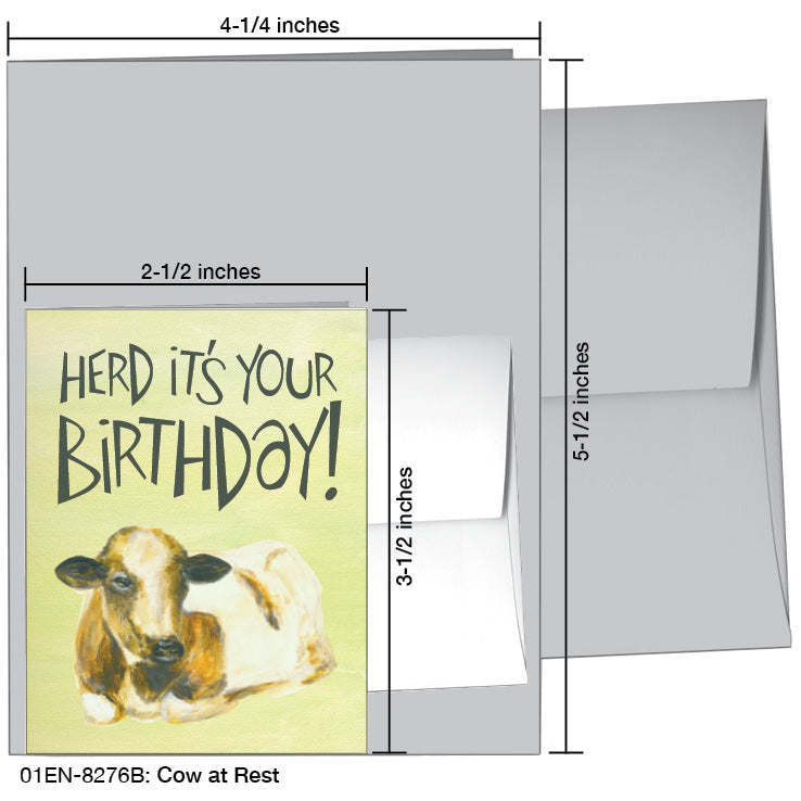 Cow at Rest, Greeting Card (8276B), Enclosure Card, www.printedcanvas.com