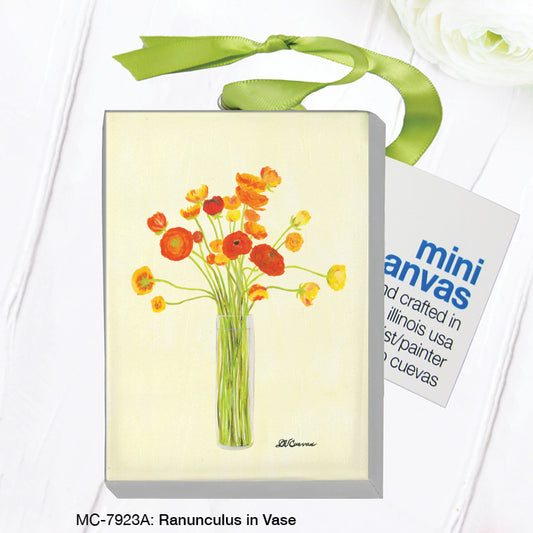 Ranunculus in Vase, Mini Canvas (MC-7923G), Mini Canvas, www.printedcanvas.com
