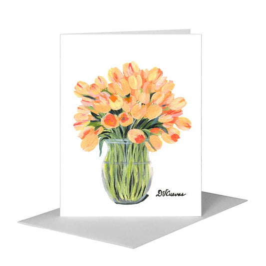 Peach Tulips, Greeting Card (#7330A) A2 Card Front, www.printedcanvas.com