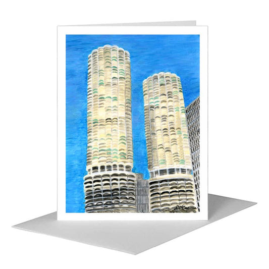 Marina Towers, Chicago, Greeting Card (#7809A) A2 Card Front, www.printedcanvas.com