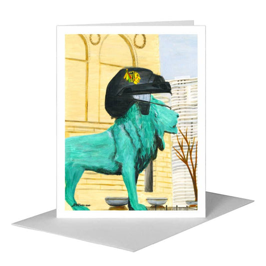 Blackhawks Lion, Chicago, Greeting Card (#8401A) A2 Card Front, www.printedcanvas.com