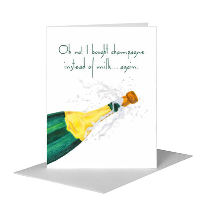 Popping the Cork, Greeting Card (#8099A) A2 Card Front, www.printedcanvas.com