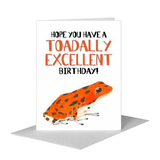 Red Orange Frog, Greeting Card (#8354A) A2 Card Front, www.printedcanvas.com