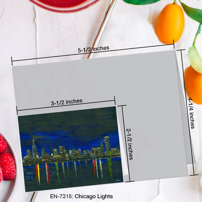 Chicago Lights, Greeting Card (7315A), Enclosure Card, www.printedcanvas.com