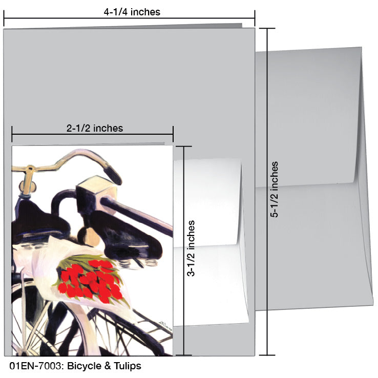 Bicycle & Tulips, Greeting Card (7003A), Enclosure Card, www.printedcanvas.com