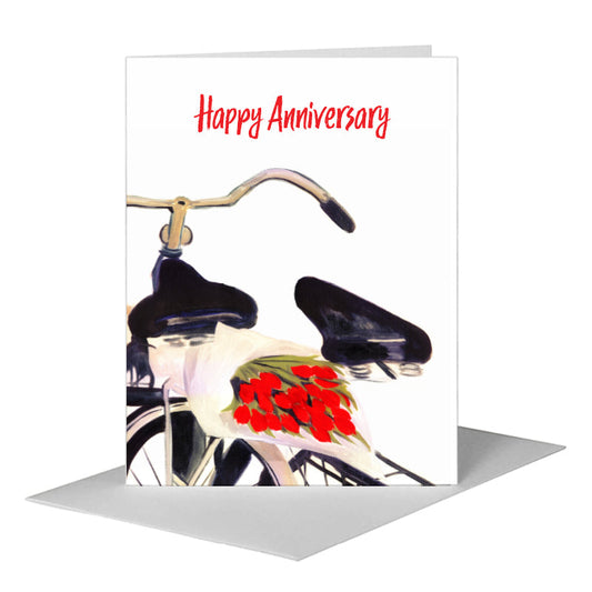 Bicycle & Tulips, Greeting Card (#7003G) A2 Card Front, www.printedcanvas.com