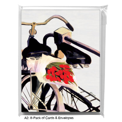 Bicycle & Tulips, Greeting Card (#7003P)