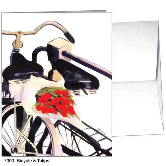 Bicycle & Tulips, Greeting Card (7003A), A2 Card Front, www.printedcanvas.com