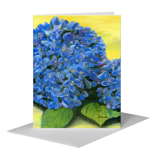 Blue Hydrangea Greeting Card (#7005B) A2 Card Front, www.printedcanvas.com