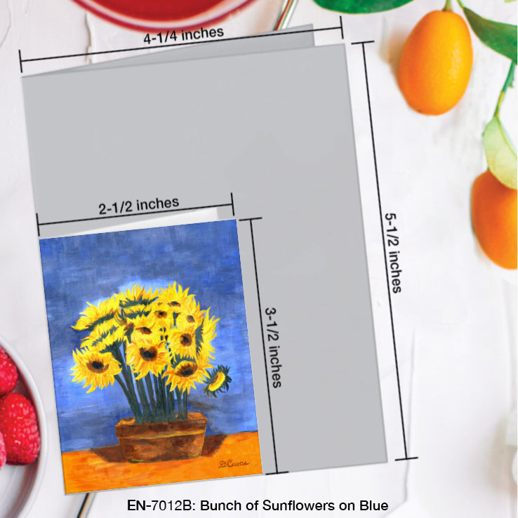 Bunch of Sunflowers on Blue, Greeting Card (7012B), Enclosure Card, www.printedcanvas.com