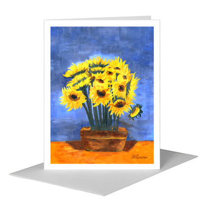 Bunch of Sunflowers on Blue, Greeting Card (#7012B), A2 Card Front, www.printedcanvas.com