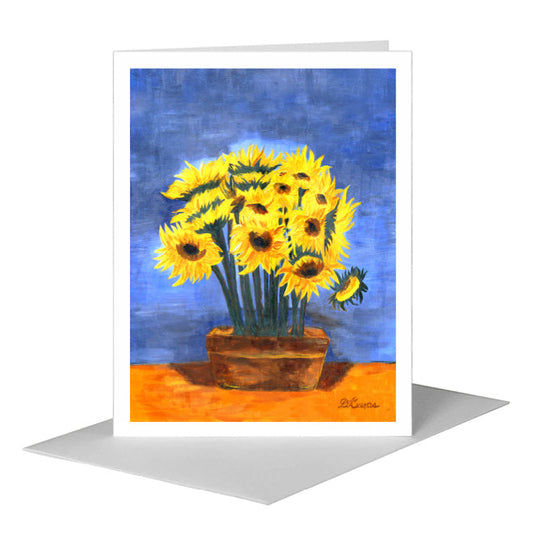 Bunch of Sunflowers on Blue, Greeting Card (#7012B) A2 Card Front, www.printedcanvas.com