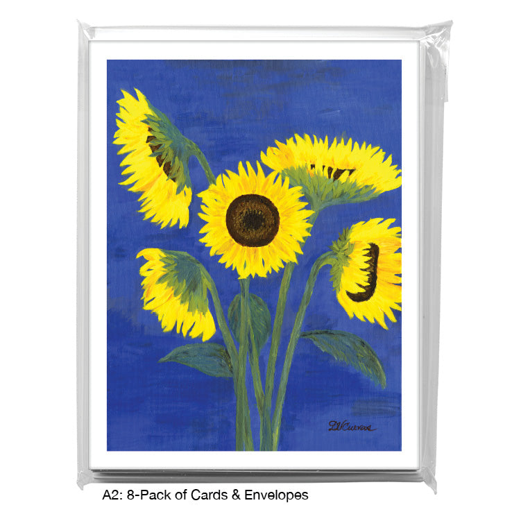 Five Sunflowers, Greeting Card (7022A), A2 Card 8-Pack, www.printedcanvas.com