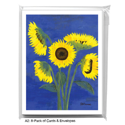 Five Sunflowers, Greeting Card (7022A), A2 Card 8-Pack, www.printedcanvas.com