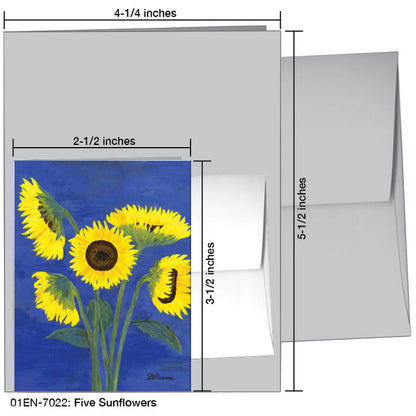 Five Sunflowers, Greeting Card (7022A), Enclosure Card, www.printedcanvas.com