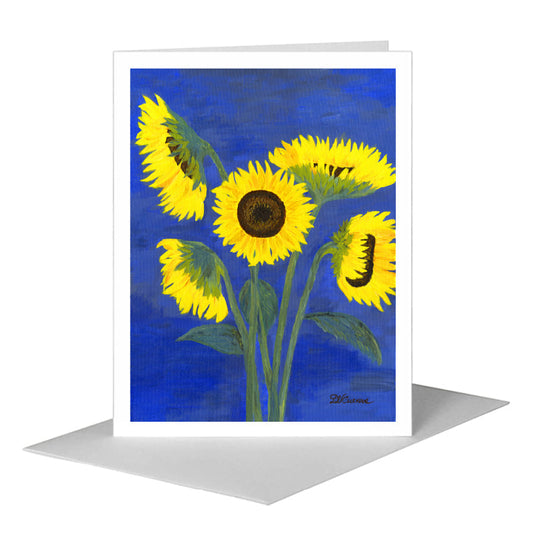 Five Sunflowers, Greeting Card (#7022A) A2 Card Front, www.printedcanvas.com