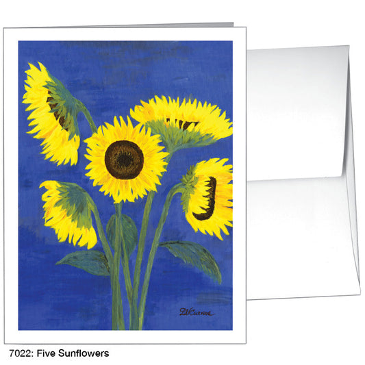 Five Sunflowers, Greeting Card (7022A), A2 Card Front, www.printedcanvas.com