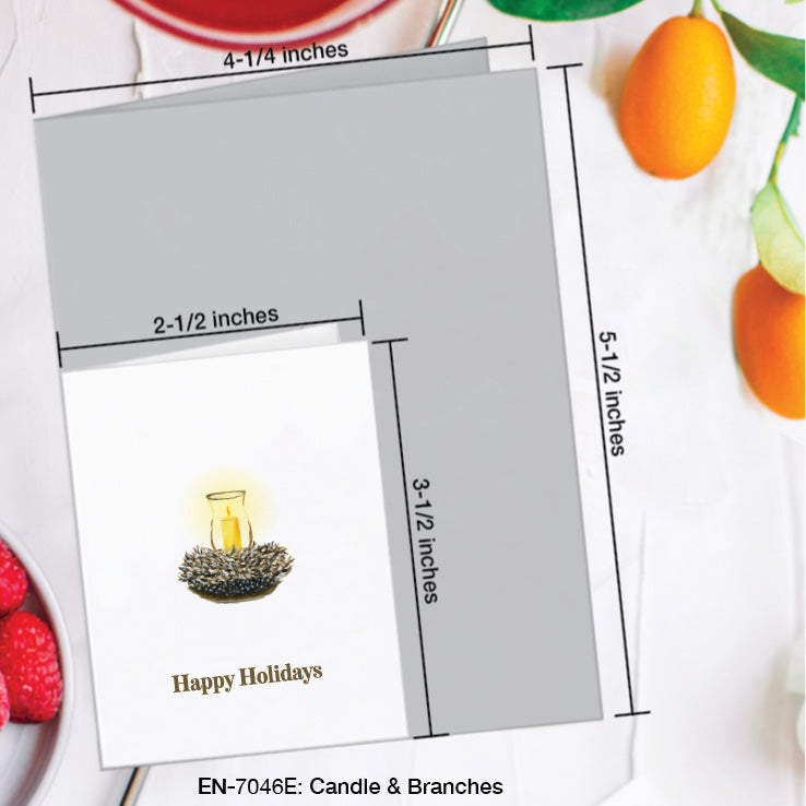 Candle & Branches, Greeting Card (#7046E), Enclosure Card, www.printedcanvas.com