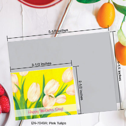 Pink Tulips, Greeting Card (7049A), Enclosure, www.printedcanvas.com