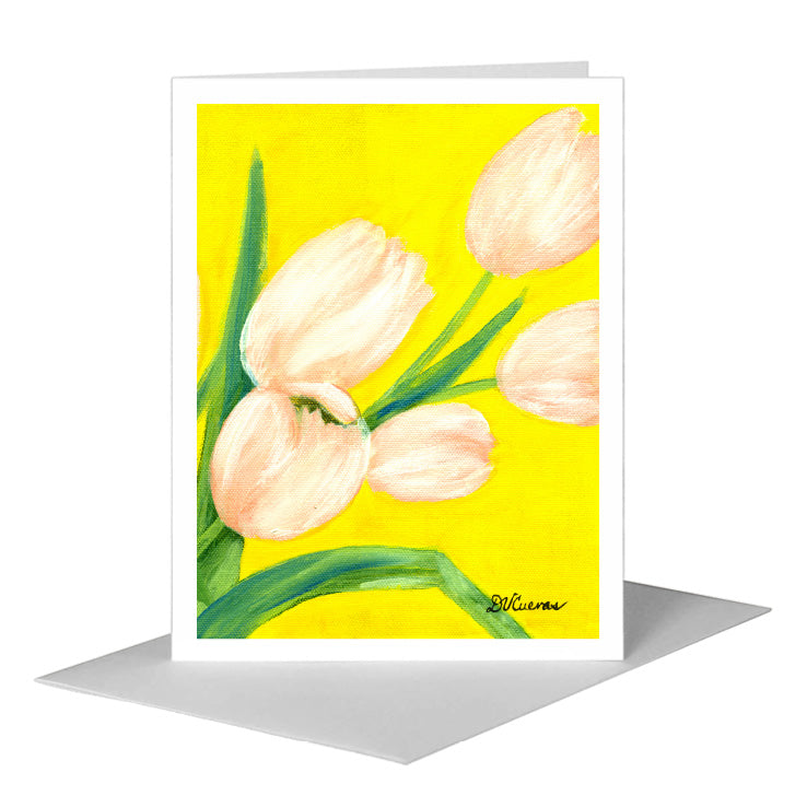Pink Tulips, Greeting Card (#7049D), A2 Card Front, www.printedcanvas.com