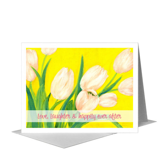 Pink Tulips, Greeting Card (#7049J) A2 Card Front, www.printedcanvas.com