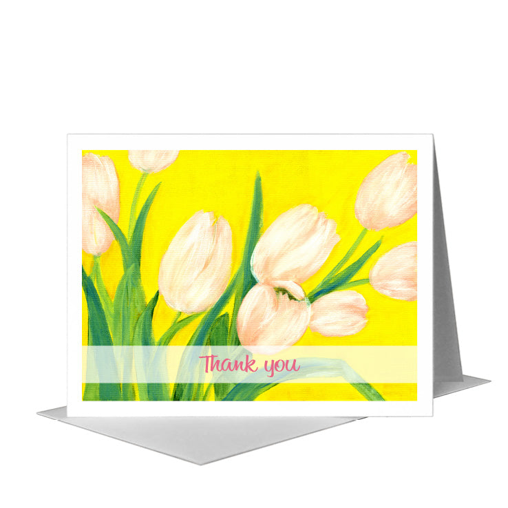 Pink Tulips, Greeting Card (#7049M) A2 Card Front, www.printedcanvas.com