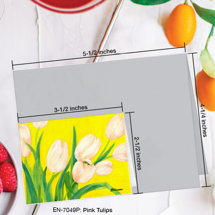 Pink Tulips, Greeting Card (7049P), Enclosure Card, www.printedcanvas.com